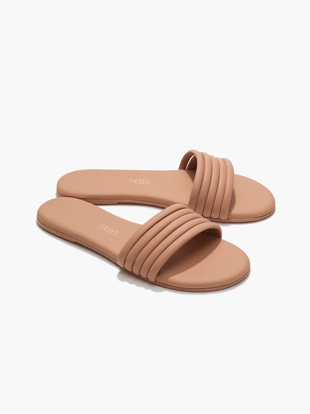 TKEES Serena Slide Sandals 5 Strap Minimalist Neutral Nude Size 9